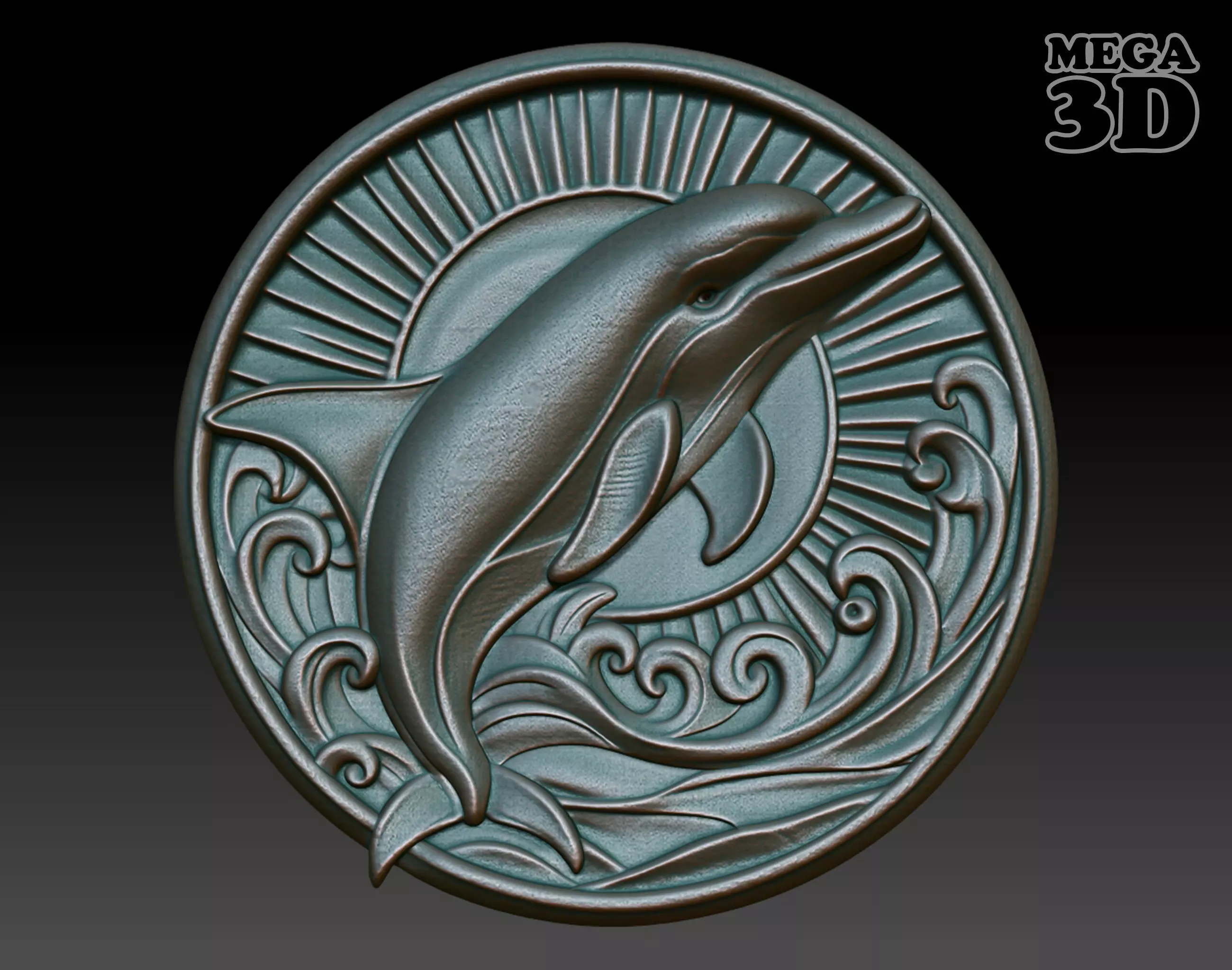 Dolphin Basrelief 240529 3D print model_0