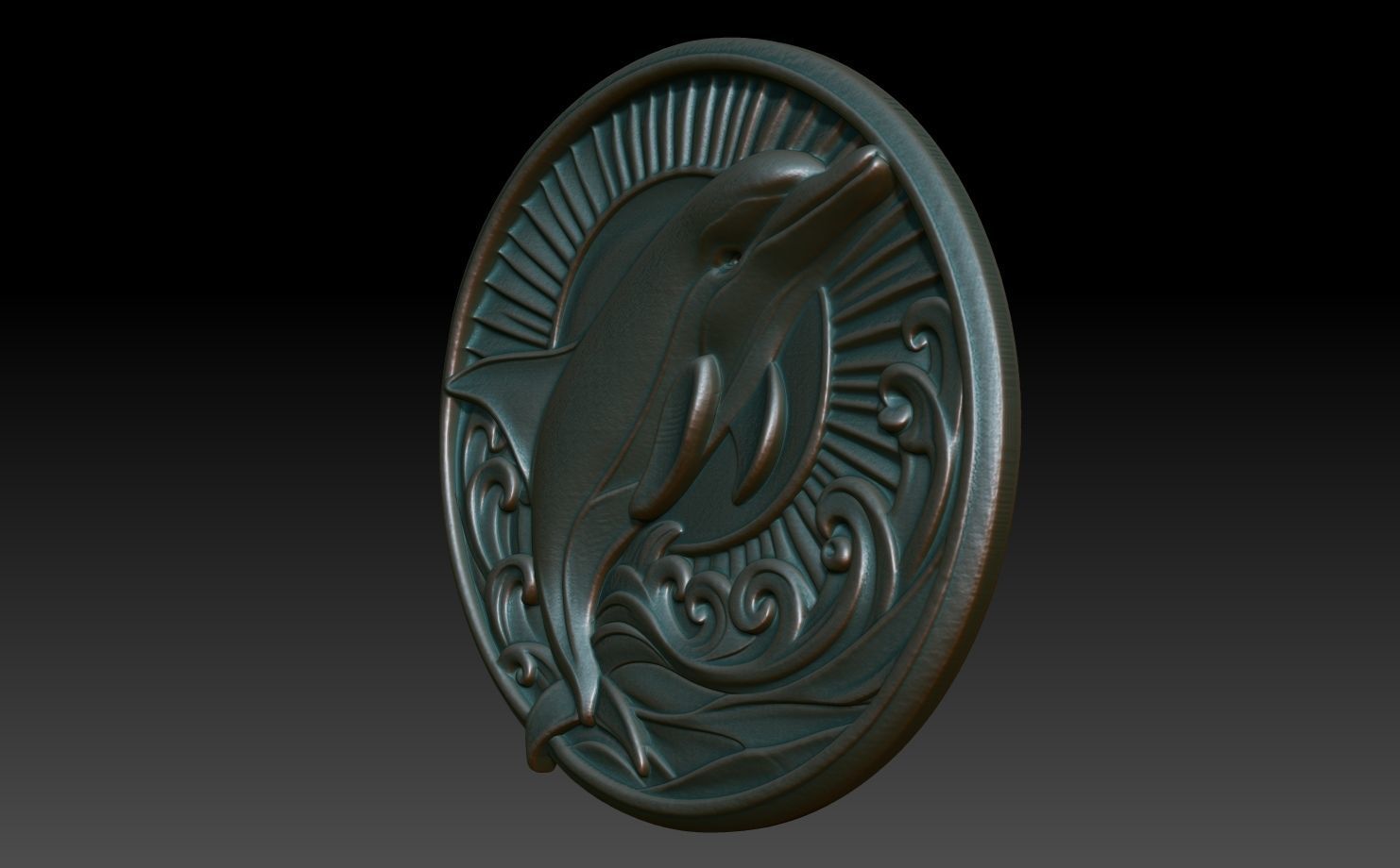 Dolphin Basrelief 240529 3D print model_1