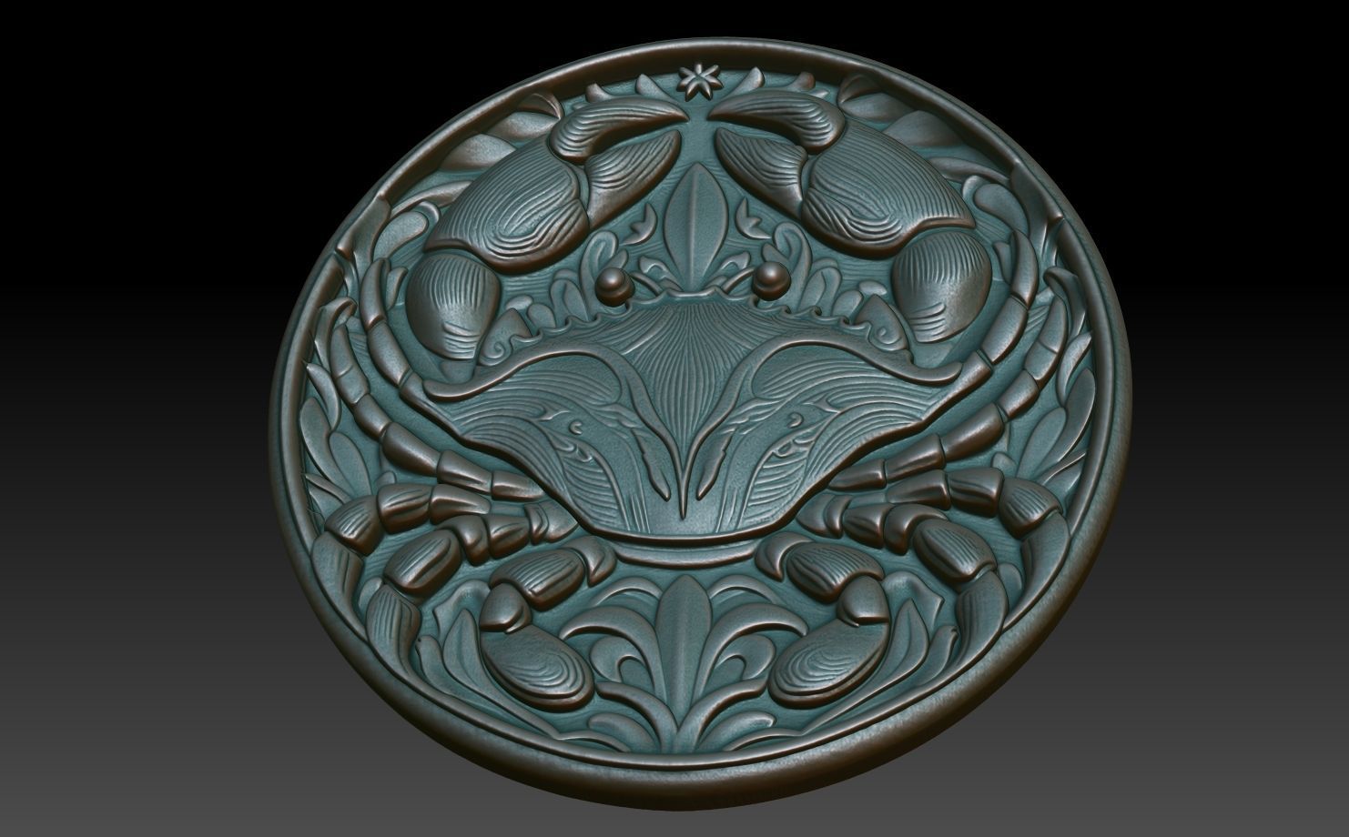 Crab Basrelief 240529 3D print model_4