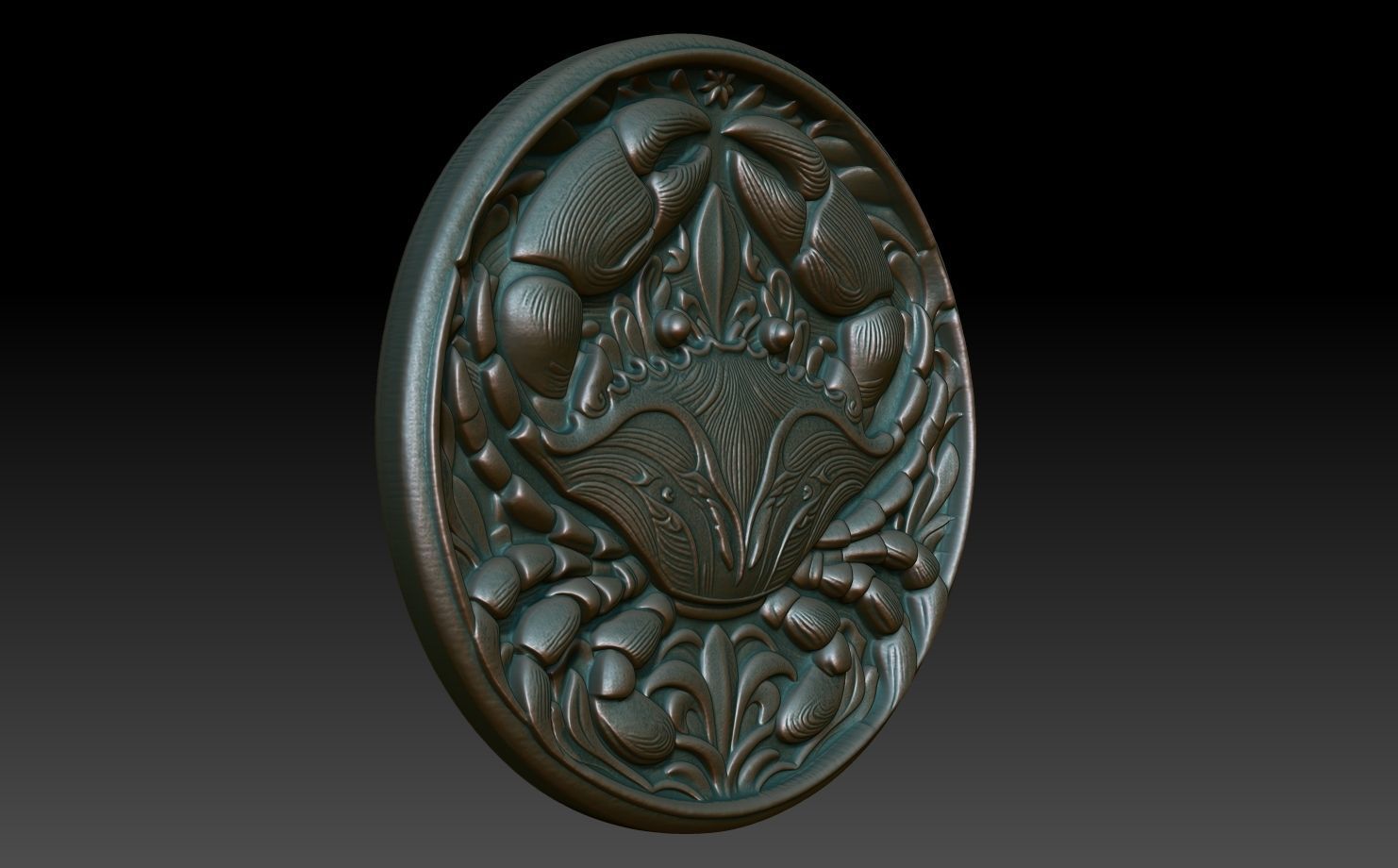 Crab Basrelief 240529 3D print model_2