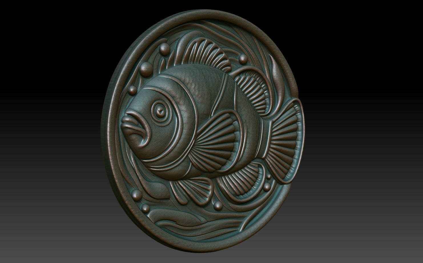 Clown fish Basrelief 240529 3D print model_2