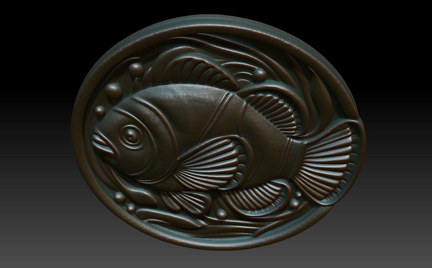 Clown fish Basrelief 240529 3D print model_3