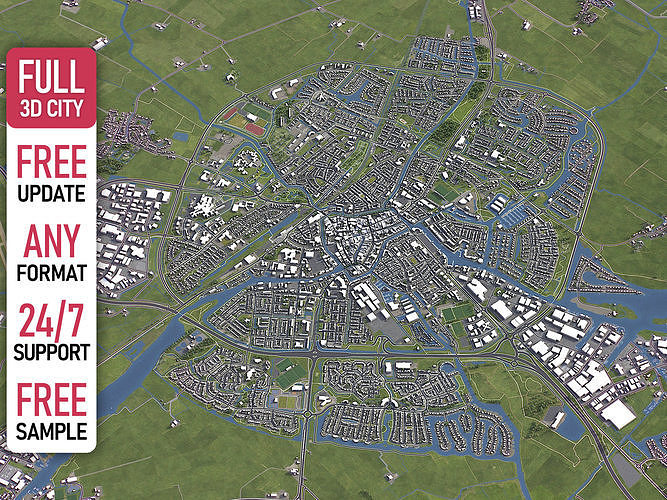 Sneek - 3D City Model Low-poly 3D model