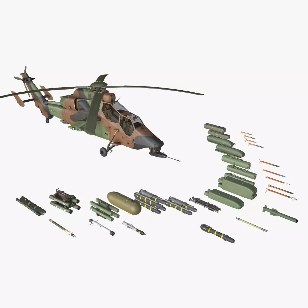 EC-665 Tiger HAD France Complex Animation Low-poly 3D model_0