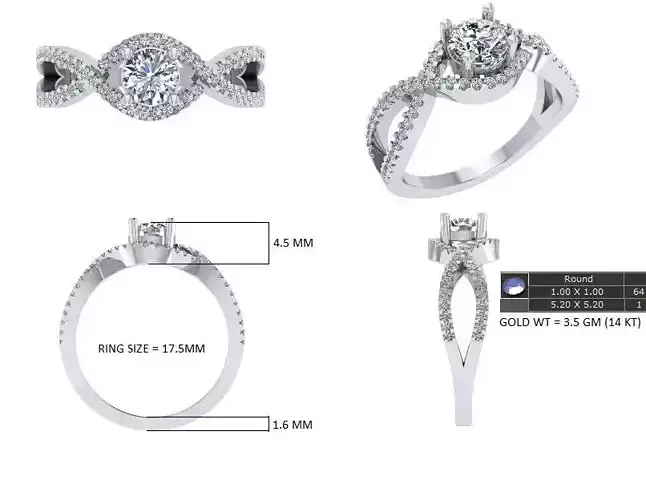 Stylish engagement diamond ring for women 3D model