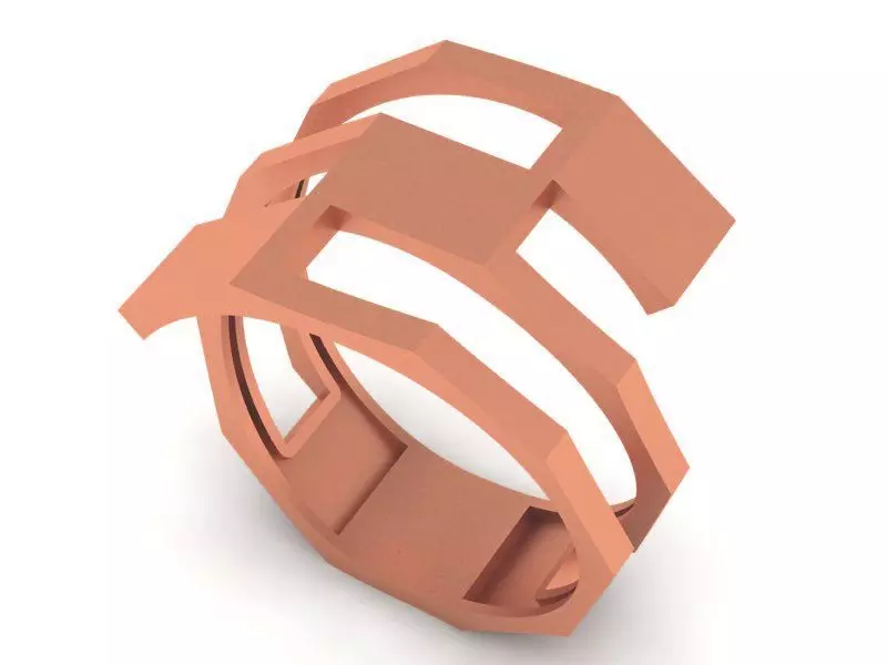 Folded Plate Plain Gold Ring 3dm stl renders details 3D print model_0