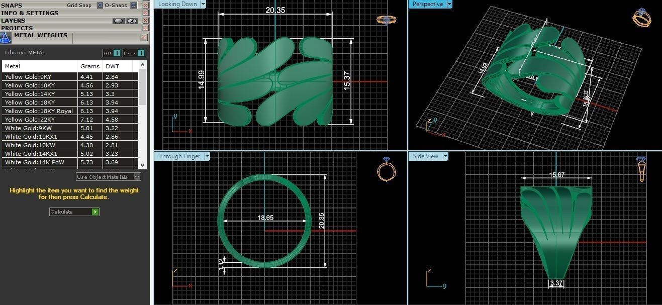Leaf wrap Plain Gold Ring 3dm stl renders details 3D print model_3