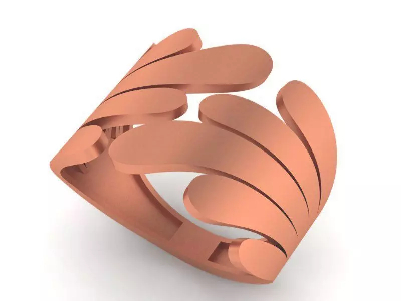 Leaf wrap Plain Gold Ring 3dm stl renders details 3D print model_0
