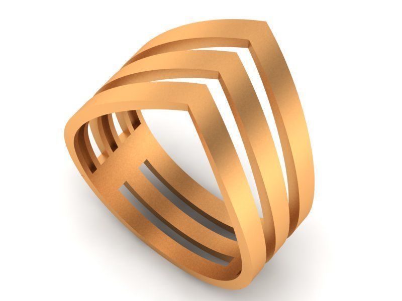 Wire Mesh Plain Gold Ring 3dm stl renders details 3D print model_1