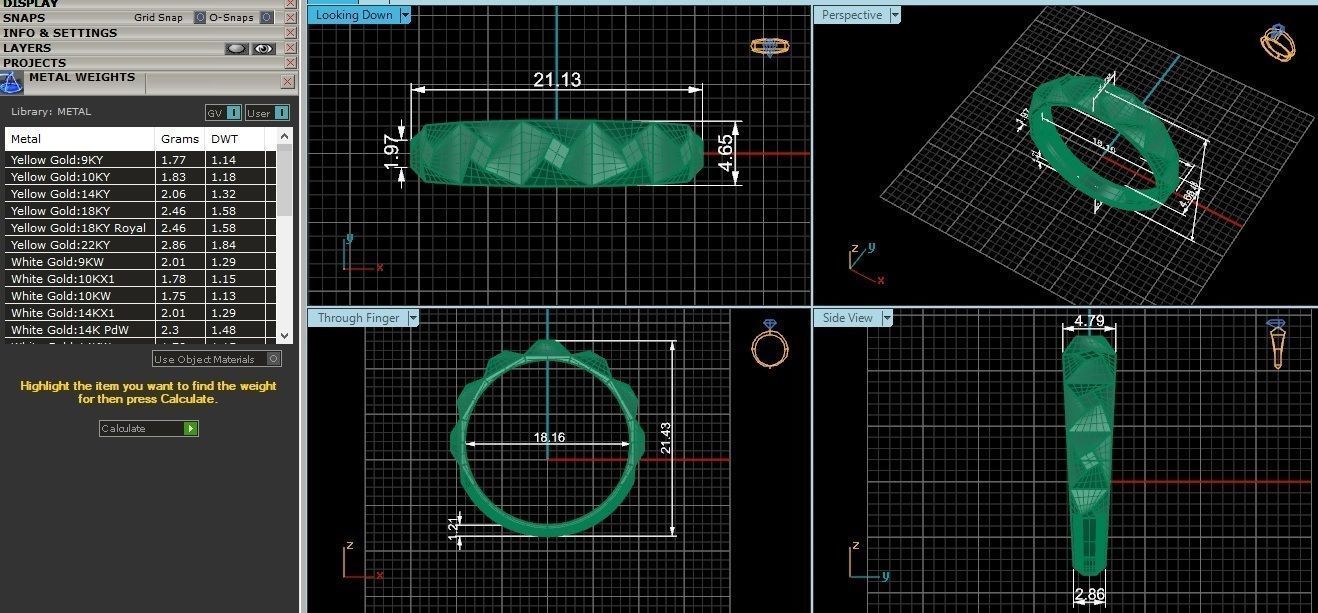 Cubical Plain Gold Ring 3dm stl renders details 3D print model_3