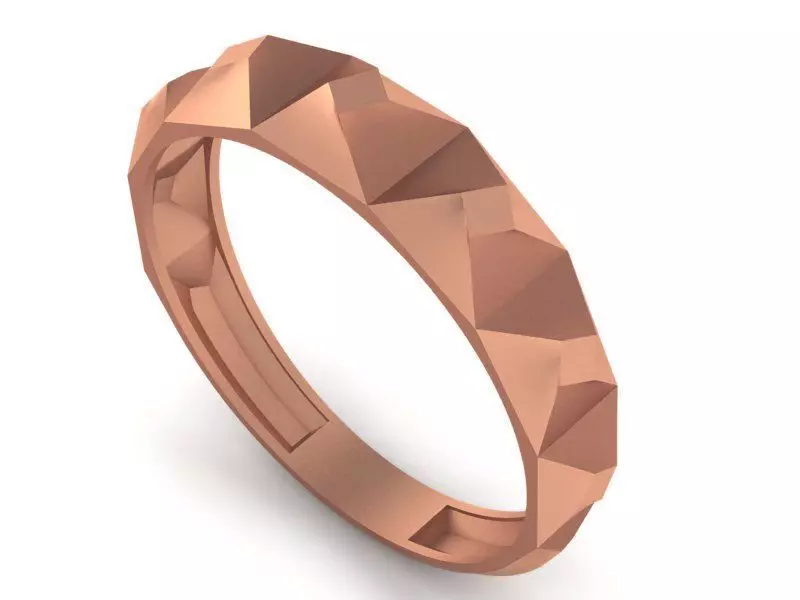 Cubical Plain Gold Ring 3dm stl renders details 3D print model_0