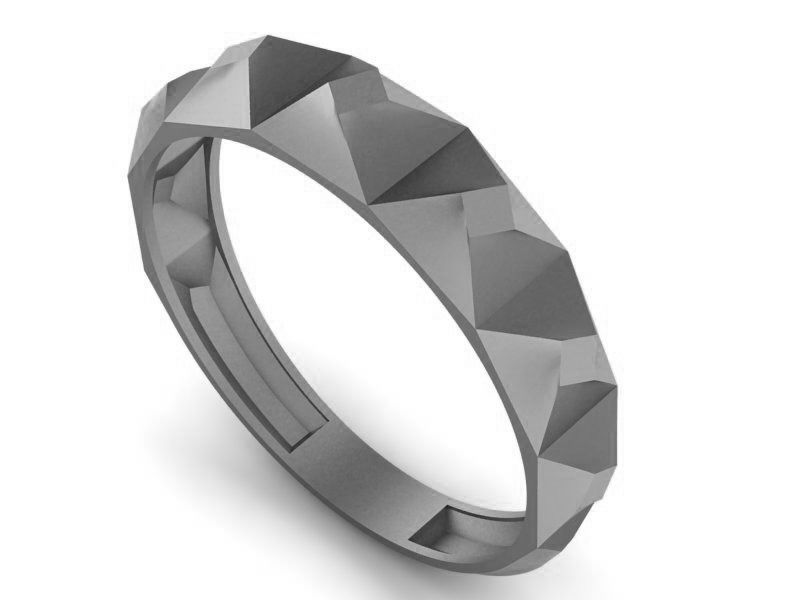 Cubical Plain Gold Ring 3dm stl renders details 3D print model_2