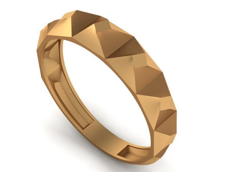 Cubical Plain Gold Ring 3dm stl renders details 3D print model_1