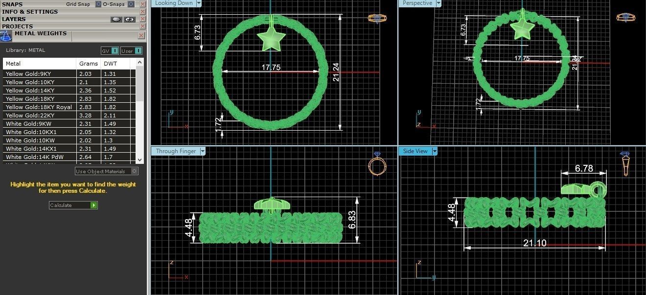Star Chain Link Plain Gold Ring 3dm stl renders details 3D print model_3