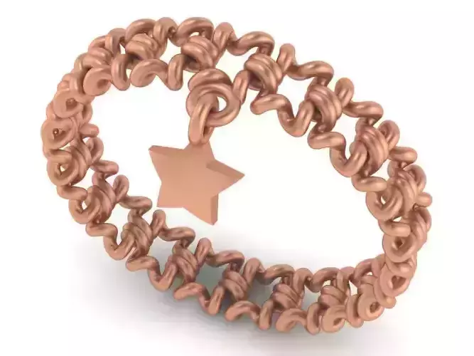 Star Chain Link Plain Gold Ring 3dm stl renders details 3D print model
