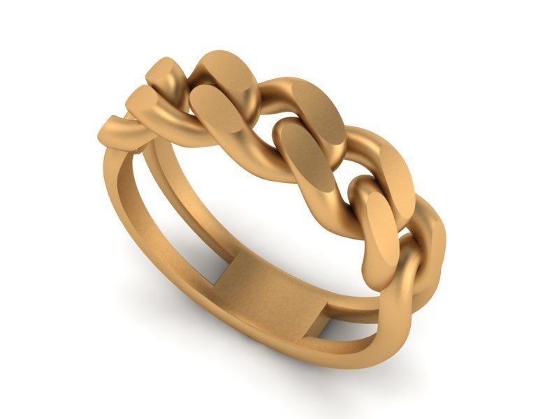 Cuban Chain Link Plain Gold Ring 3dm stl renders details 3D print model_1