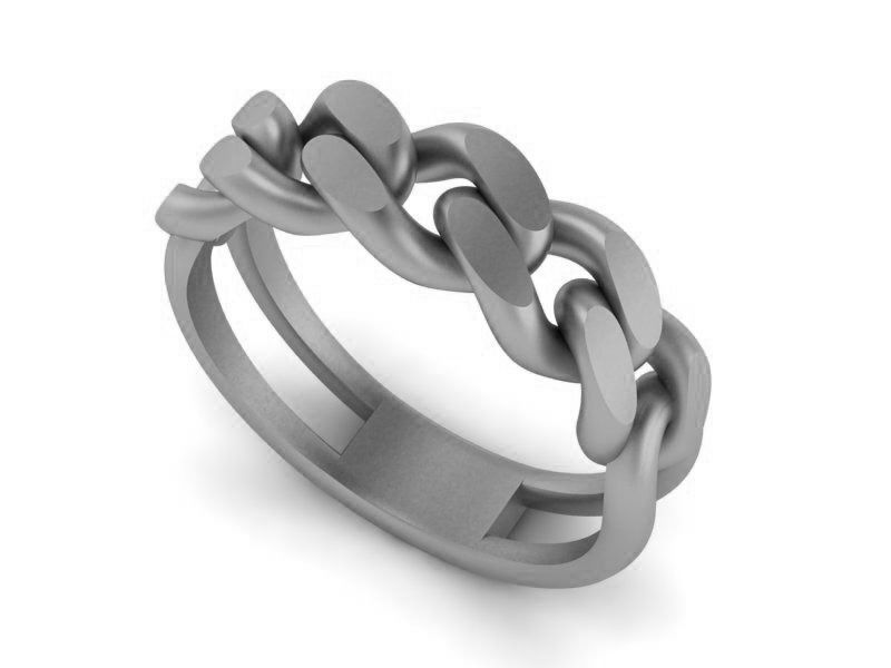 Cuban Chain Link Plain Gold Ring 3dm stl renders details 3D print model_2