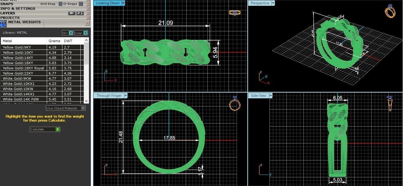 Cuban Chain Link Plain Gold Ring 3dm stl renders details 3D print model_3