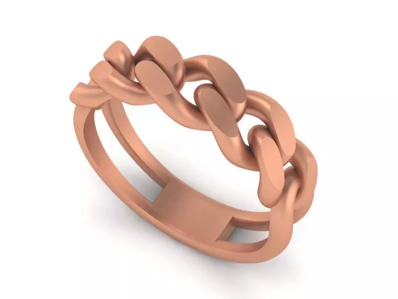 Cuban Chain Link Plain Gold Ring 3dm stl renders details 3D print model_0