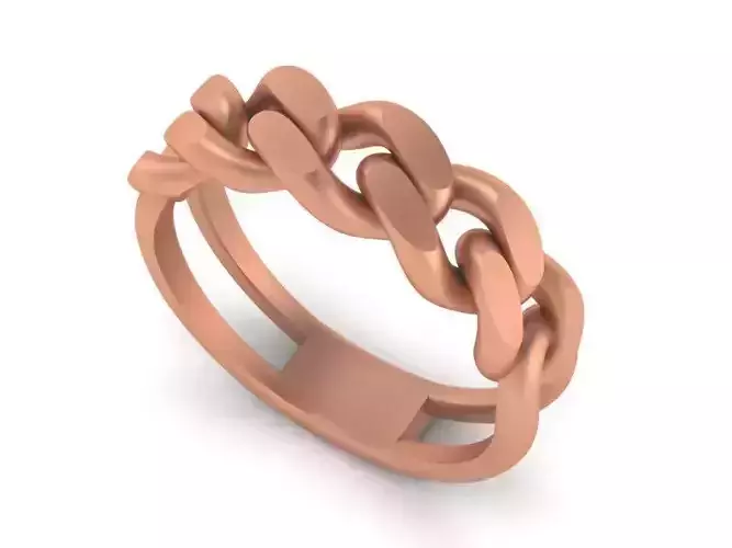 Cuban Chain Link Plain Gold Ring 3dm stl renders details 3D print model