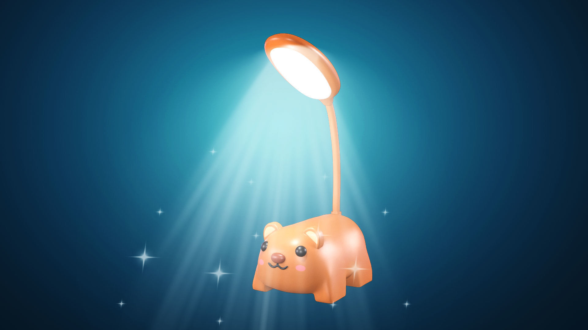 Bear Desk Lamp Cute Low-poly 3D model_2