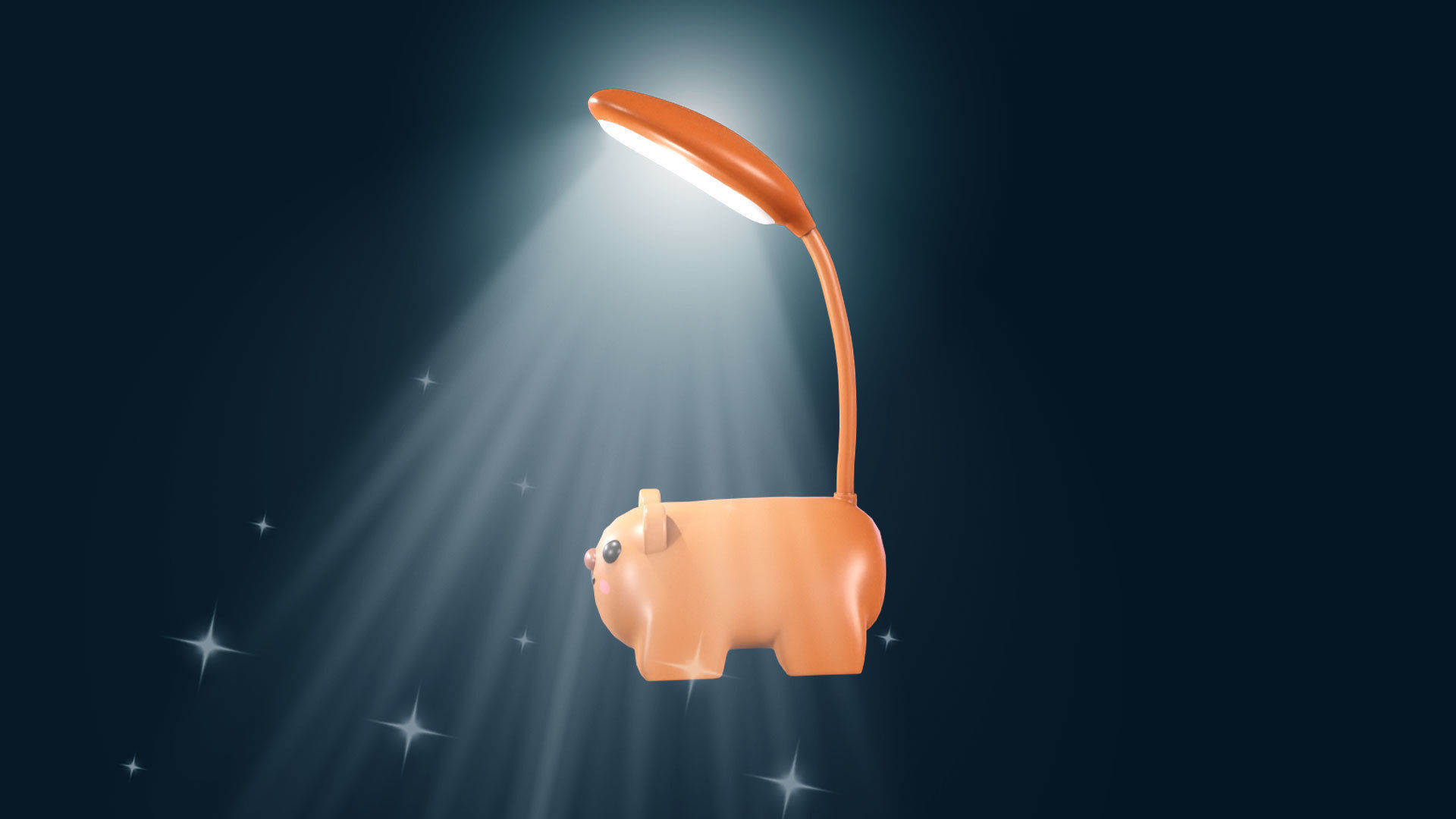 Bear Desk Lamp Cute Low-poly 3D model_8