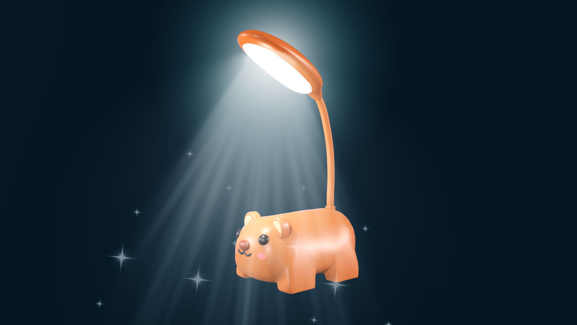 Bear Desk Lamp Cute Low-poly 3D model_7