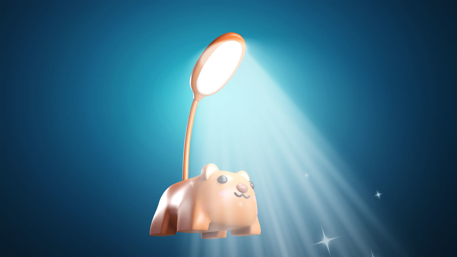 Bear Desk Lamp Cute Low-poly 3D model_3
