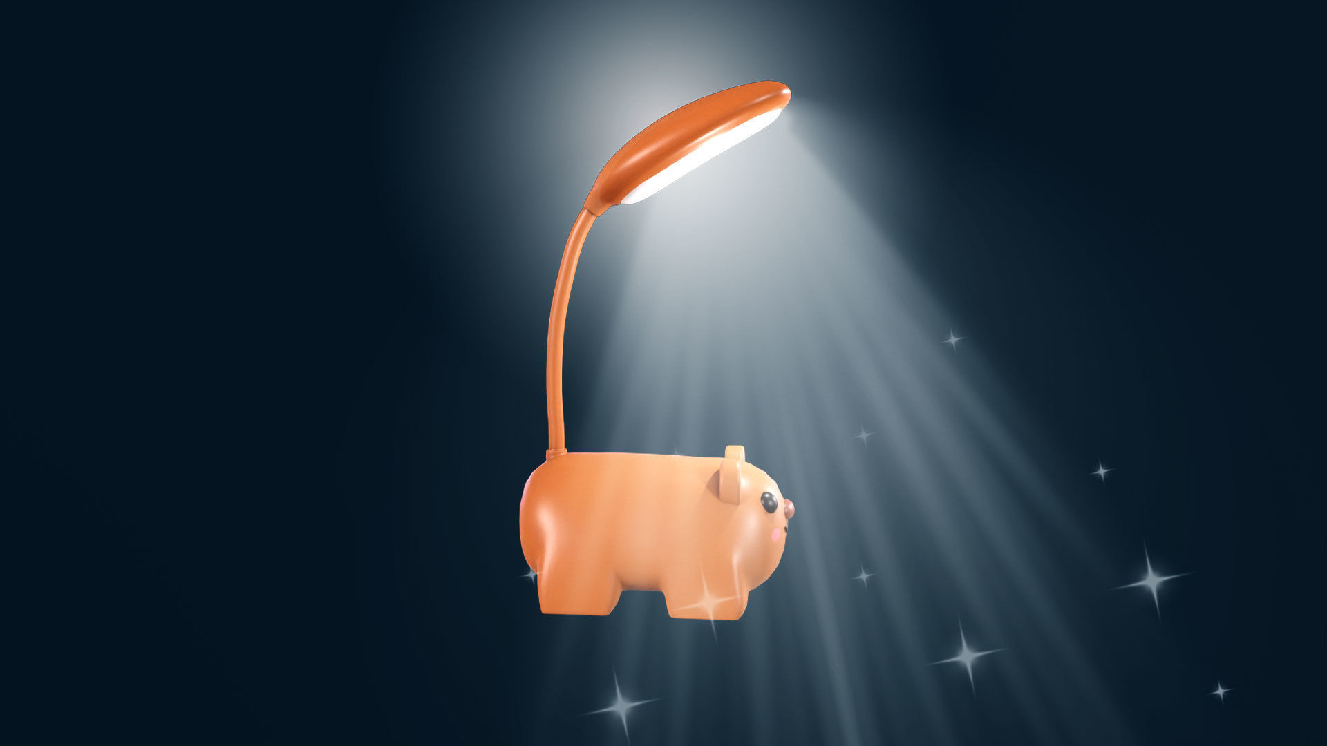 Bear Desk Lamp Cute Low-poly 3D model_9