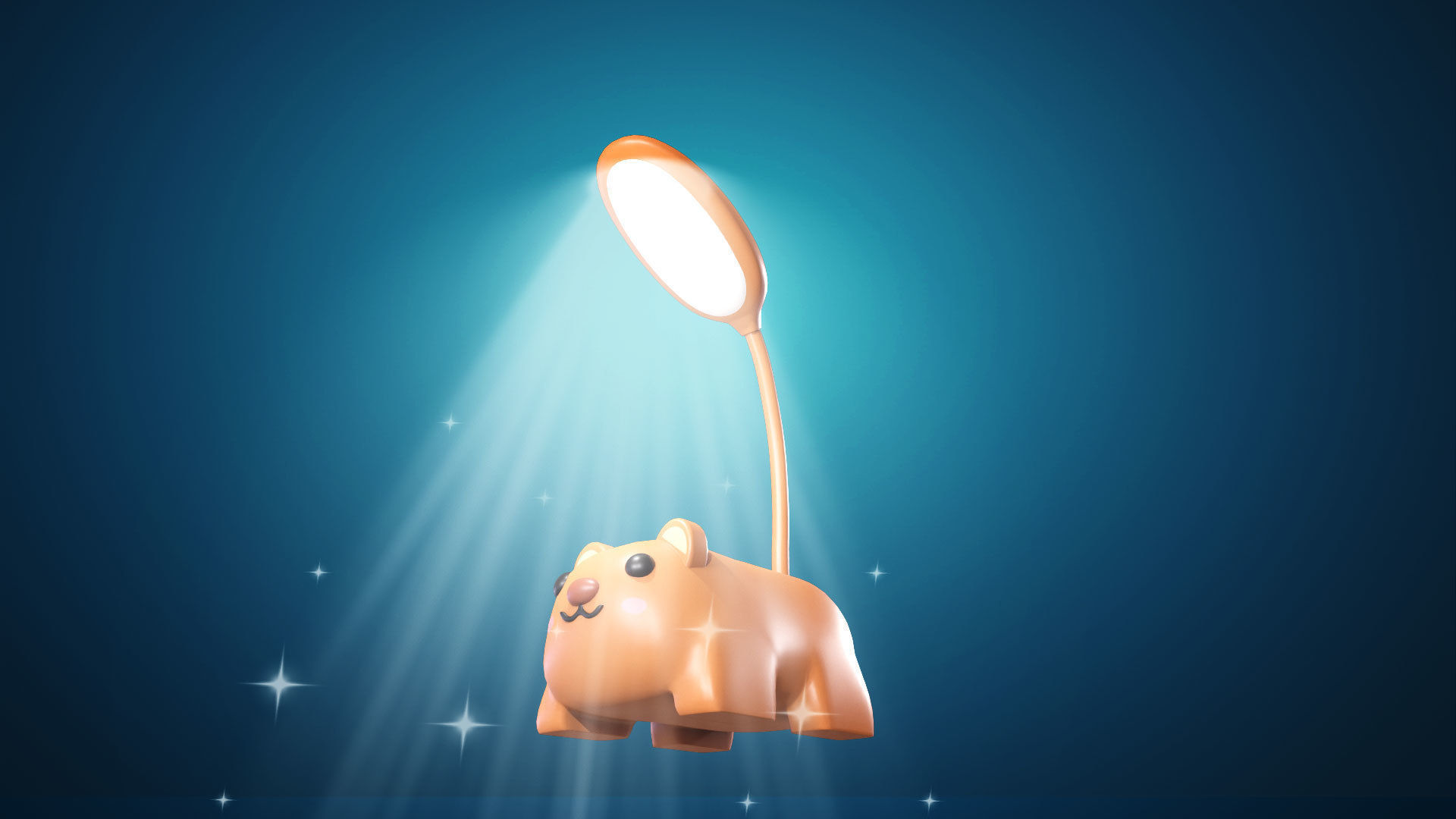 Bear Desk Lamp Cute Low-poly 3D model_6