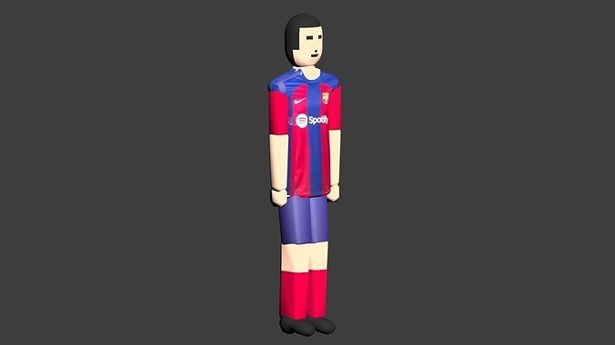 Barcelona FC player low poly 3D model