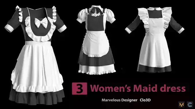 3 Womens Maid dress 