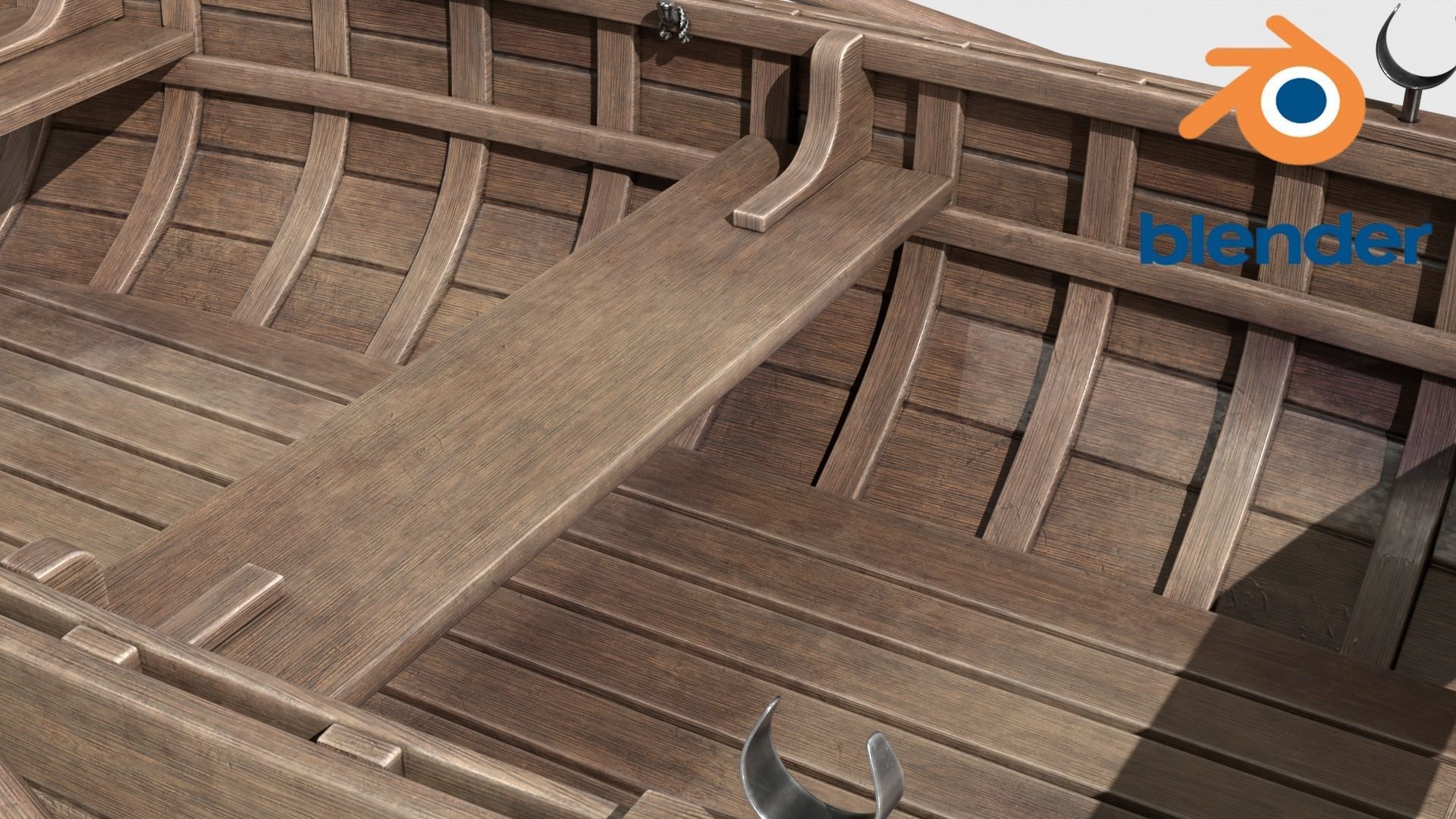 Wooden Boat v2 Low-poly 3D model_9