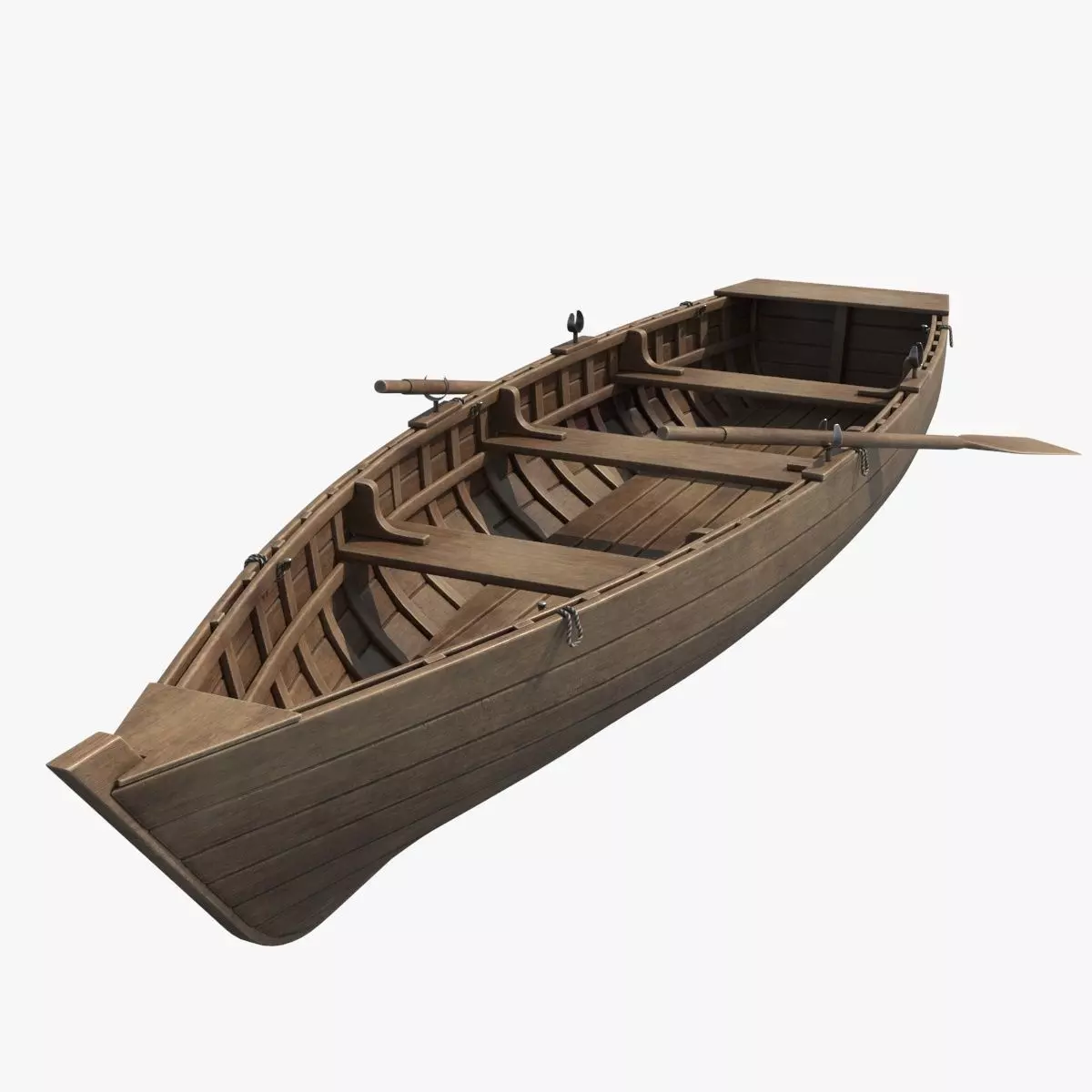 Wooden Boat v2 Low-poly 3D model_0