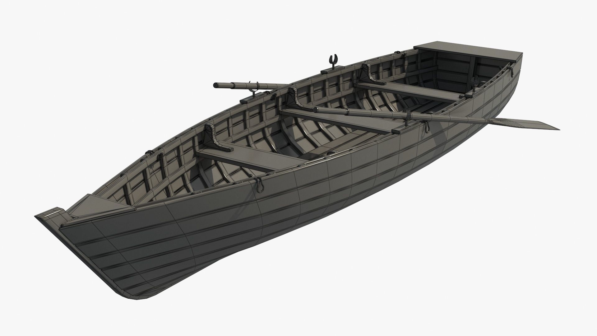 Wooden Boat v2 Low-poly 3D model_16