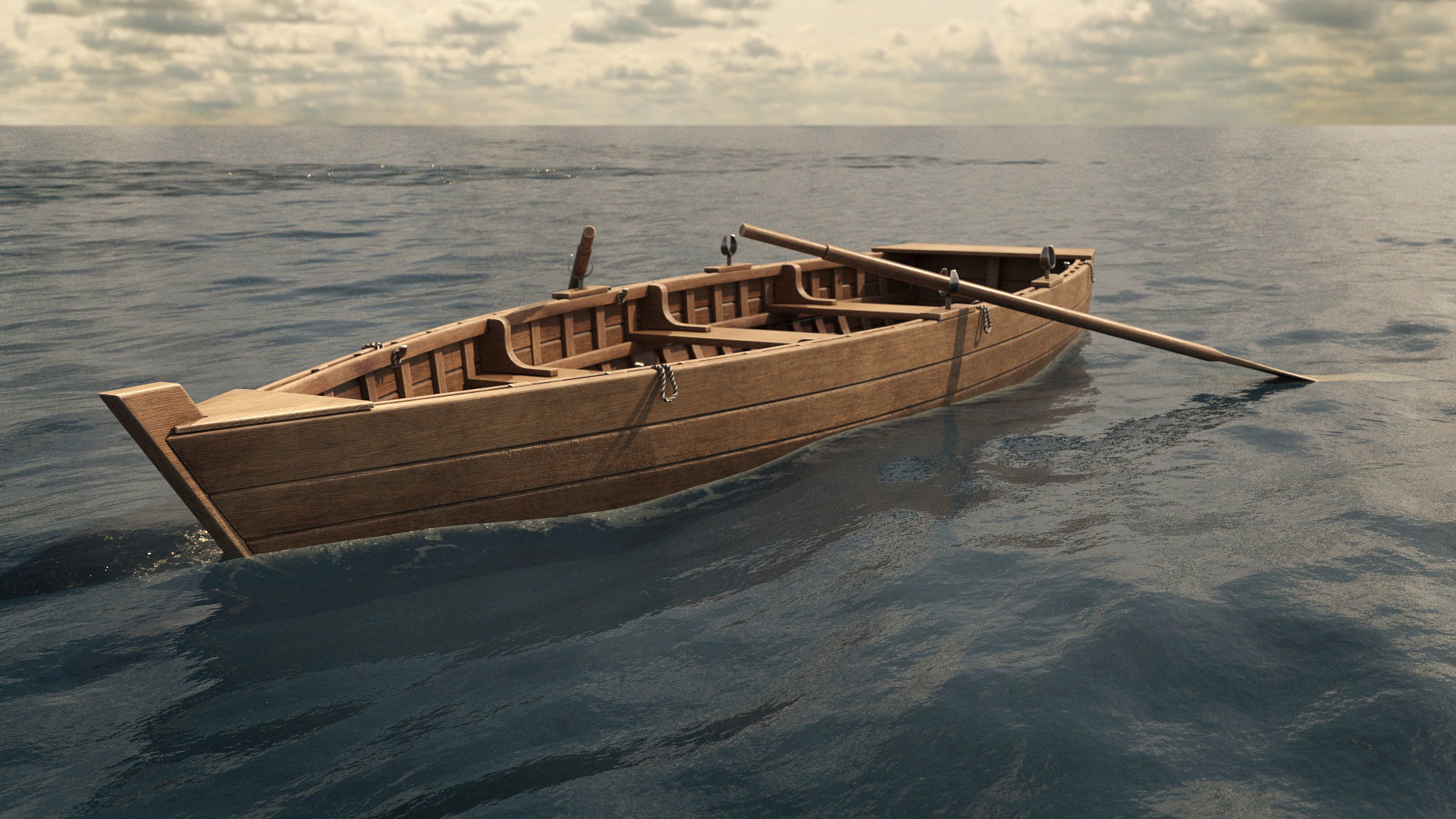 Wooden Boat v2 Low-poly 3D model_3