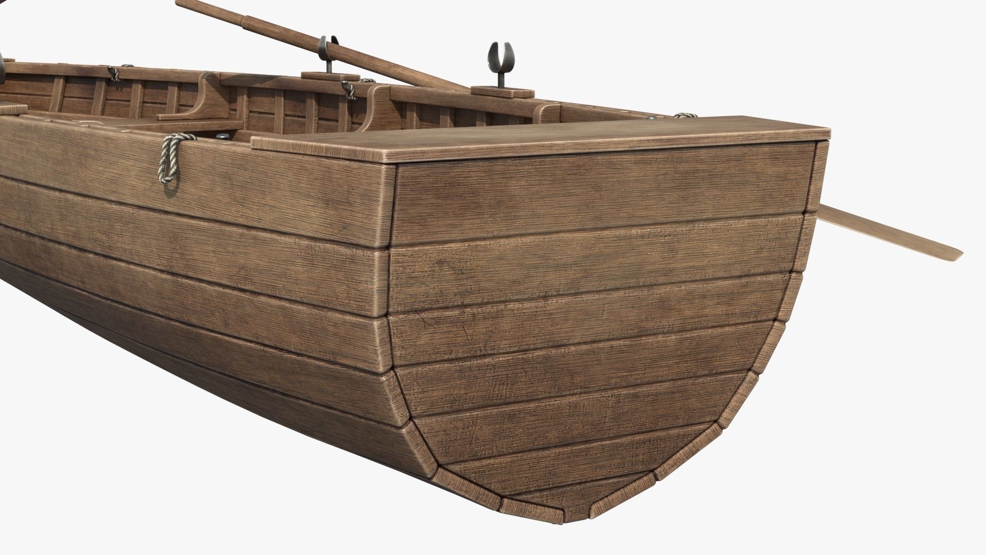Wooden Boat v2 Low-poly 3D model_6