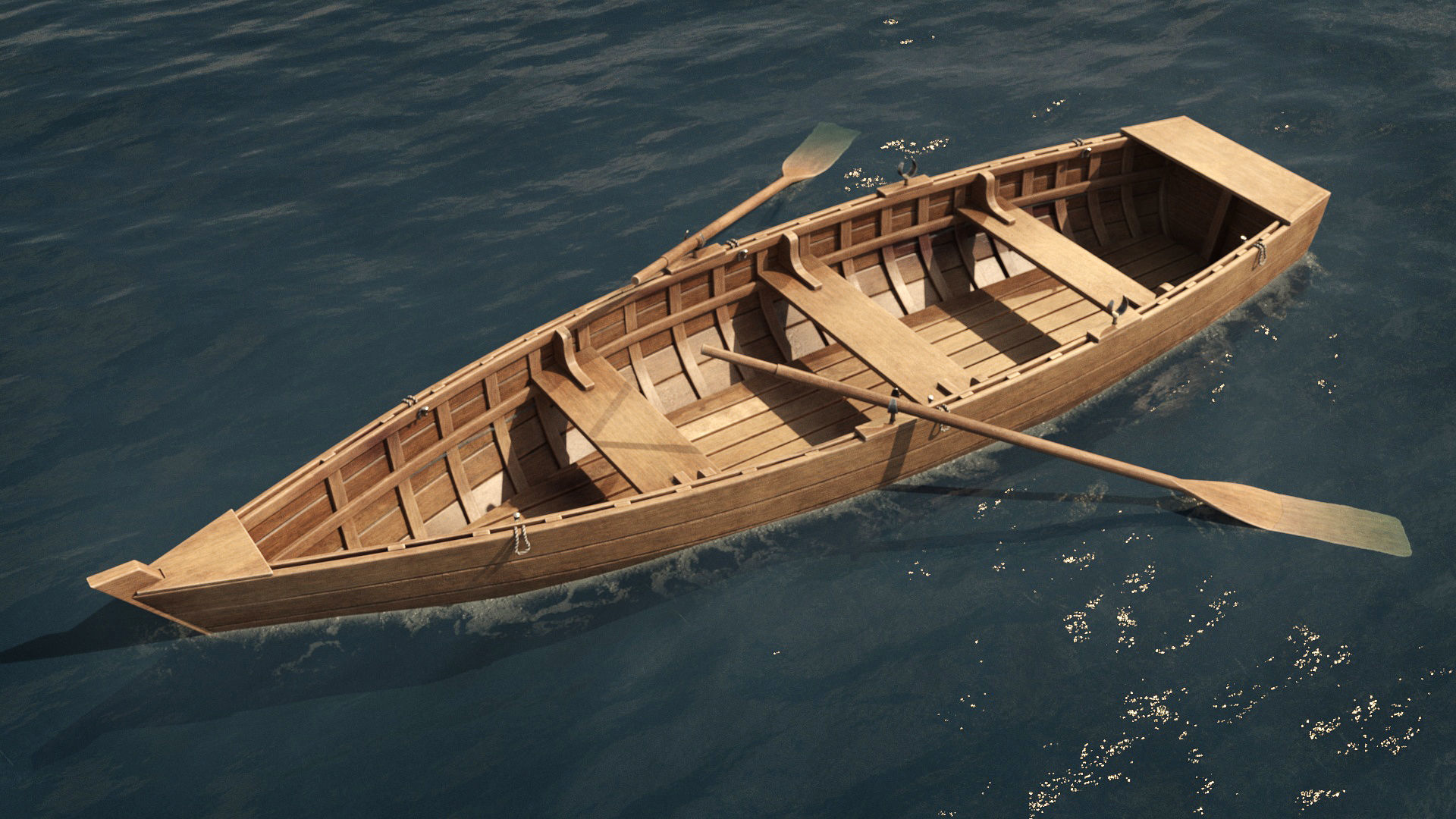 Wooden Boat v2 Low-poly 3D model_2