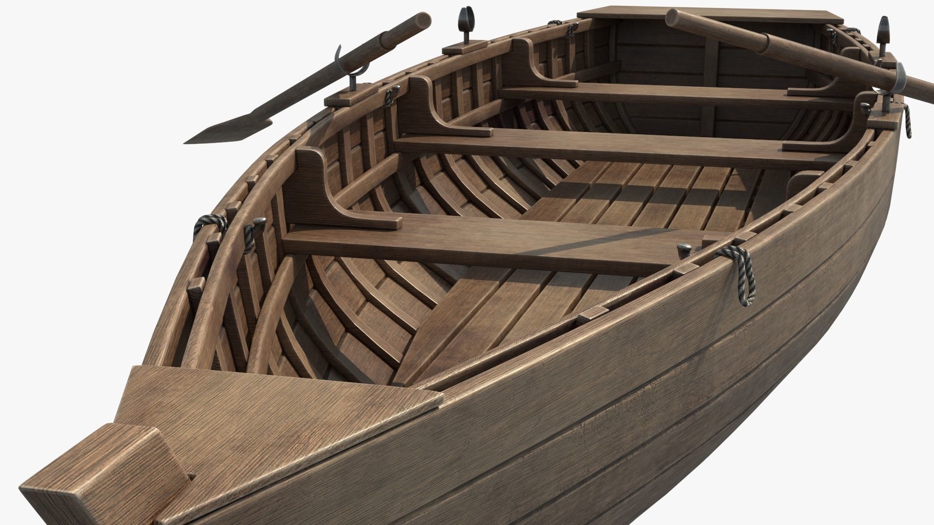Wooden Boat v2 Low-poly 3D model_4