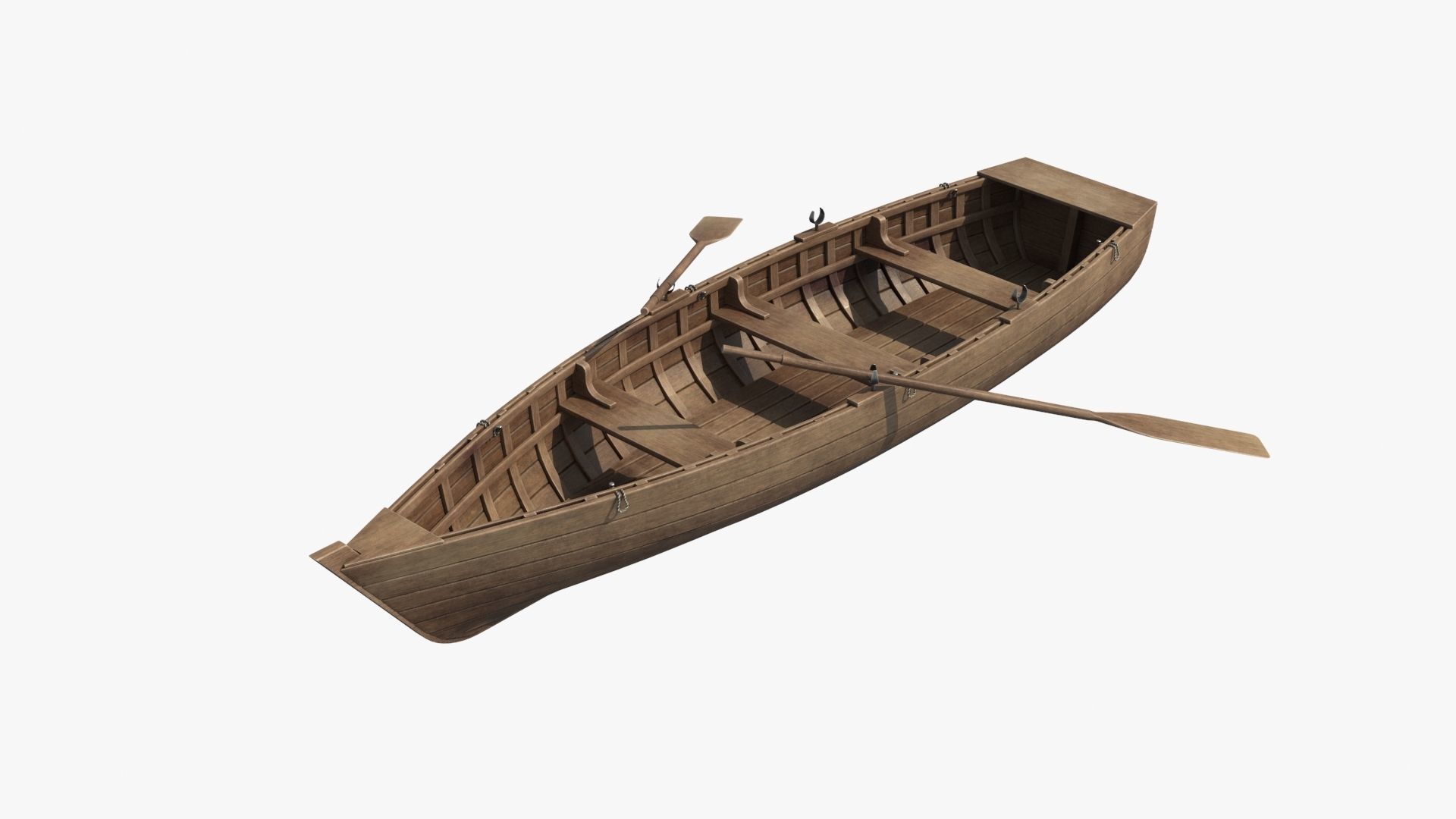Wooden Boat v2 Low-poly 3D model_10