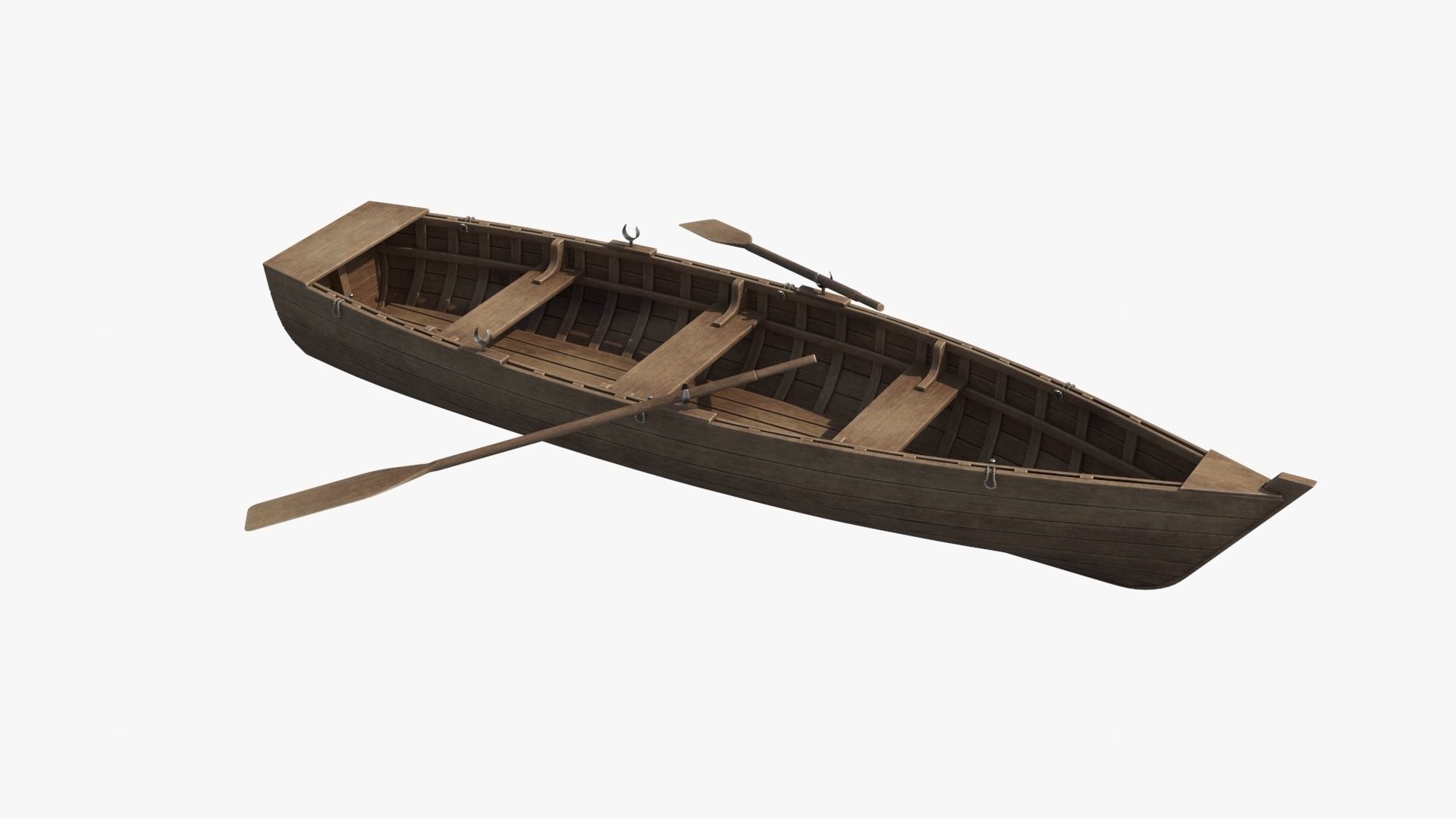 Wooden Boat v2 Low-poly 3D model_12