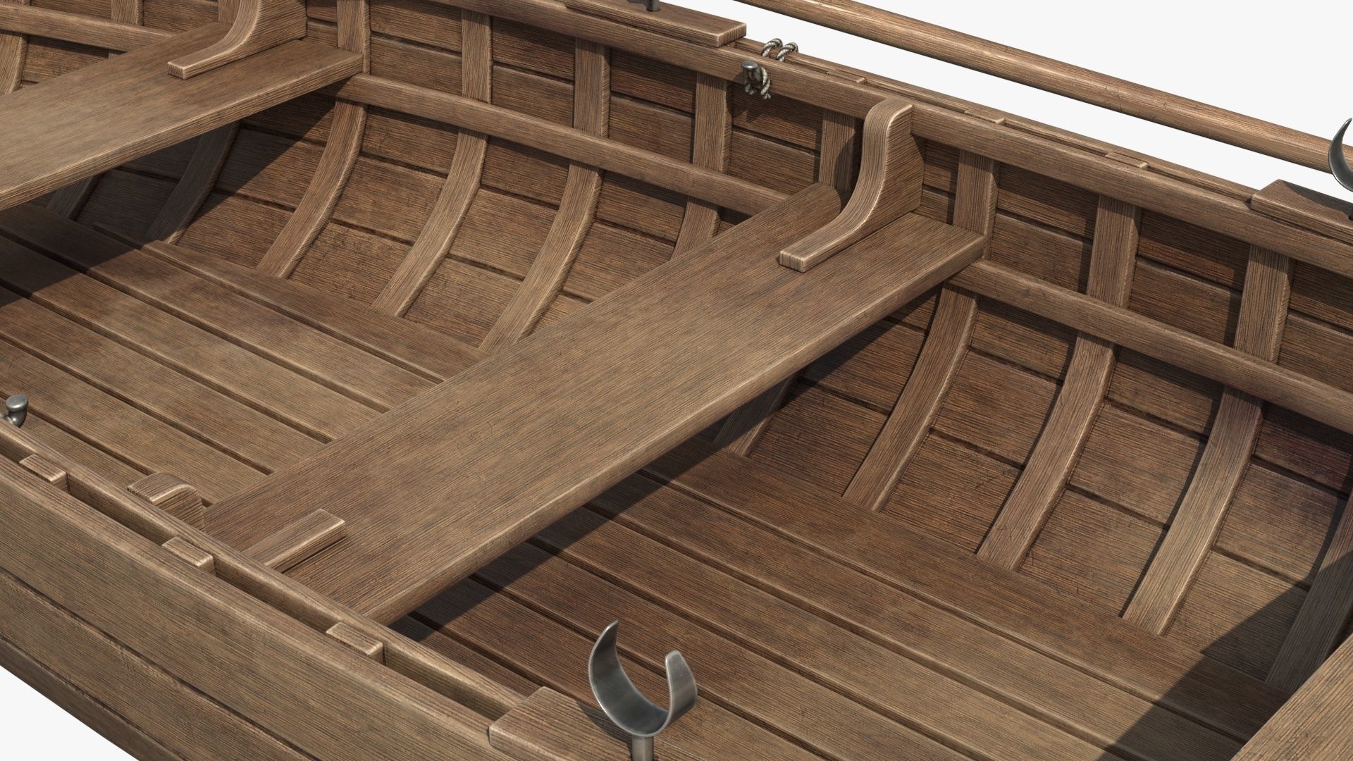Wooden Boat v2 Low-poly 3D model_5
