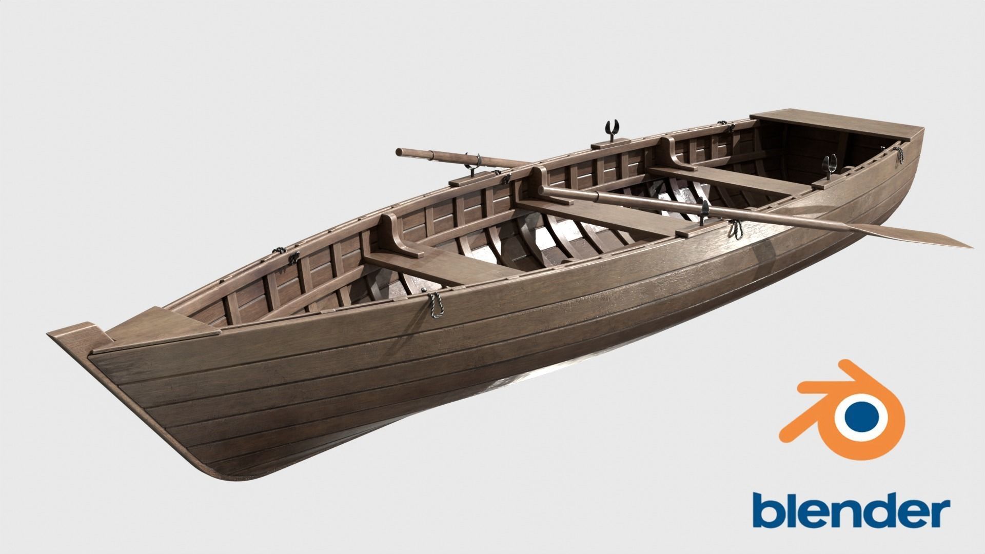 Wooden Boat v2 Low-poly 3D model_8