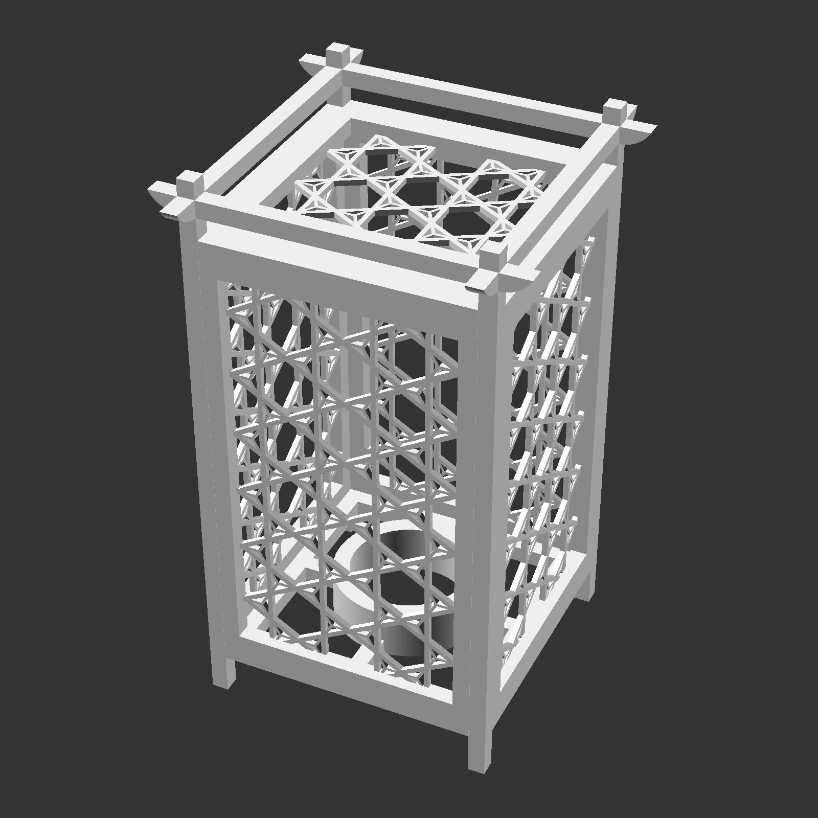 Kumiko Japanese Shoji Lantern - Yae-Kagome 3D print model_14