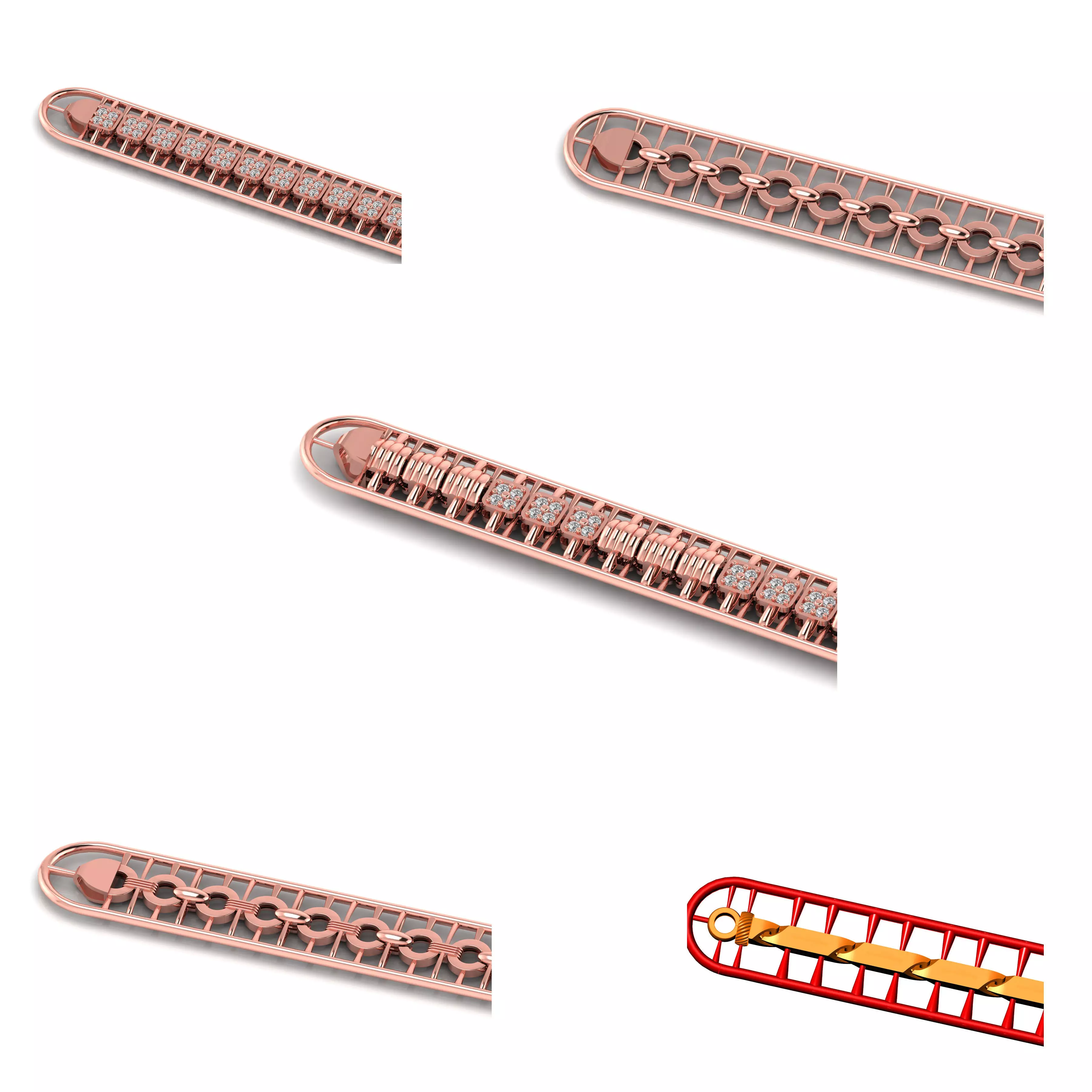 5 SET OF 3D PRINTABLE CHAIN OR BRACELET DIRECT CASTING 3D Model Collection_0