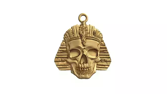 Egyptian Pharaoh Skull Pendant - Unique Jewelry Design