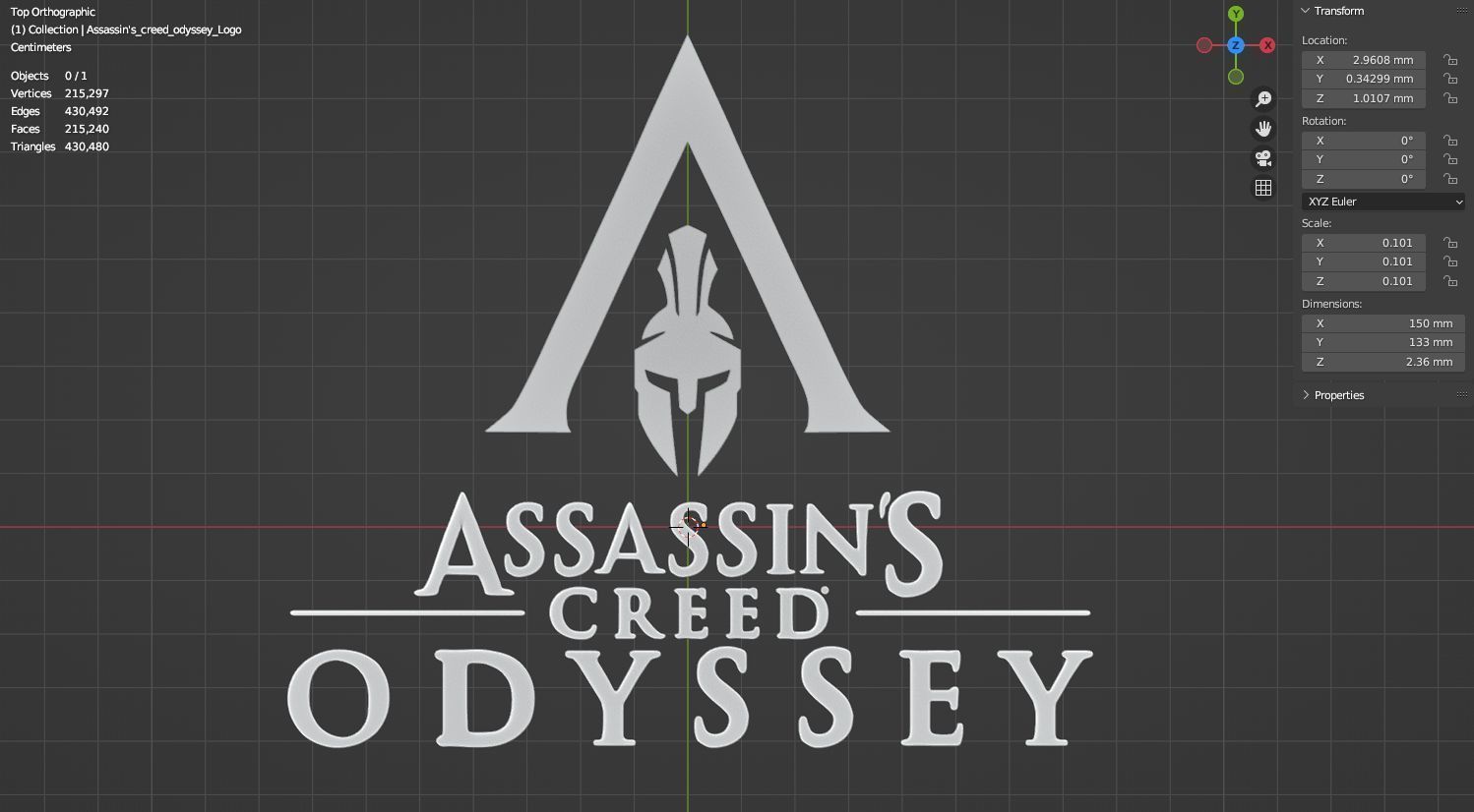 Assassins Creed Odyssey Logo 3D model for 3D print 3D print model_7