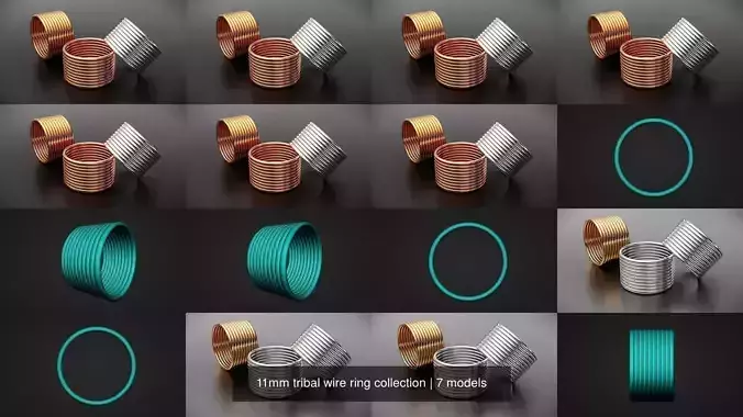 11mm tribal wire ring collection