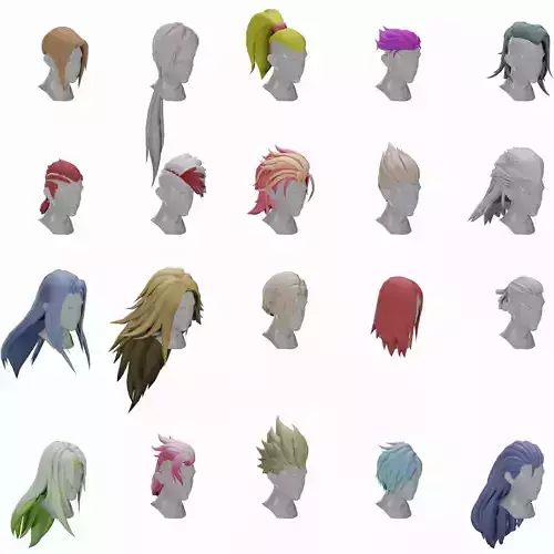 20 STYLIZED MALE HAIR MODELS PACK 8