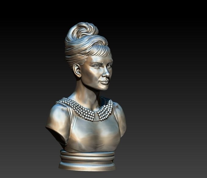 Audrey Hepburn 3D Portrait Model ready to 3D print 3D print model_11